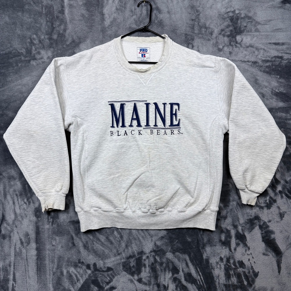 Russell Athletic Sweatshirt Mens Large Gray Maine Black Bears Vintage 90s USA
